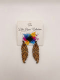 Wood Feather Earrings
